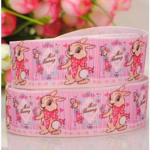 10yards 1 " 25 mm miss Bunny rabbit bird prints grosgrain ribbon tape DIY handmade hairbow ribbon free shipping