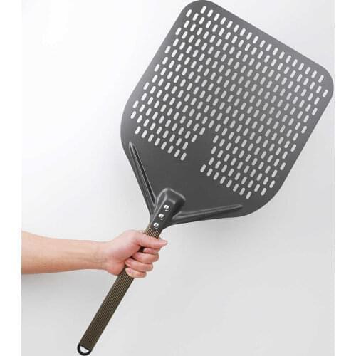 14 /13/12 Inch Perforated Pizza Peel Rectangular Pizza Shovel Aluminum Hard Coating Pizza Peel Paddle Short Tool