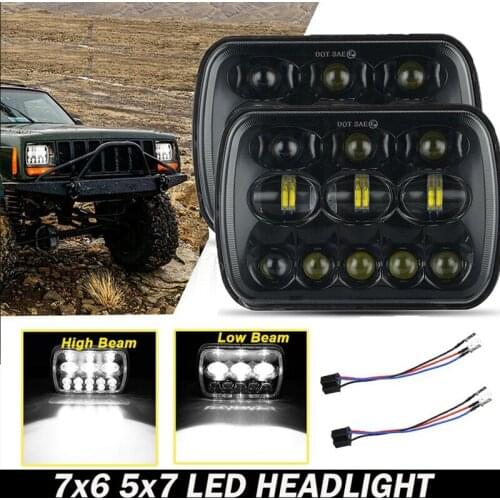 2PCS 5X7 7X6 Led Headlights From,H6054 Head Light Lamp Assembly for JEEP Wrangler YJ XJ, Cherokee XJ, Safari, Savana