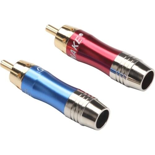 2Pcs Blue&Red RCA Banana Plug Wire Male Connector Plug Gold Plated For Audio Adapter Speaker Plug Connector