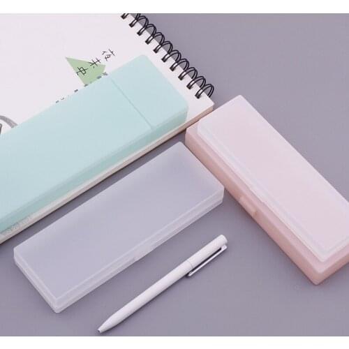 2020 Creative Simple solid color school pencil case Plastic Pencil Pen Box Makeup Case Multifunction SchoolSupplies