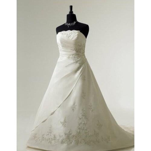 Free shipping strapless thermal imager applique features lace-up closure lace bridal gown 2018 Mother of the Bride Dresses