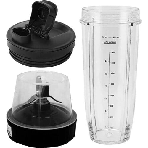 32Oz Cup with Spout Lid and Blade 7 Fins Gear Replacement Parts Blade Assembly for NUTRI NINJA BL450/BL456/ BL455