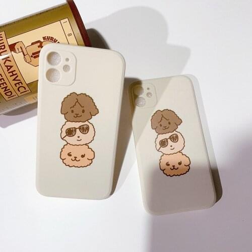 Retro chocolate puppy sunglasses dog kawaii Phone Case For iPhone 12 11 Pro Max Xs Max XR Xs 7 8 Plus 7Plus case Cute Soft Cover