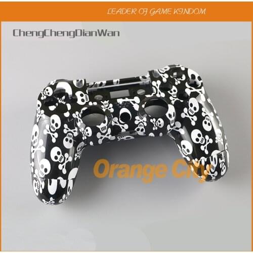 ChengChengDianWan white Skull Hydro Dipped Shell Case Mod Kit game controller shell case for PS4 Controller case