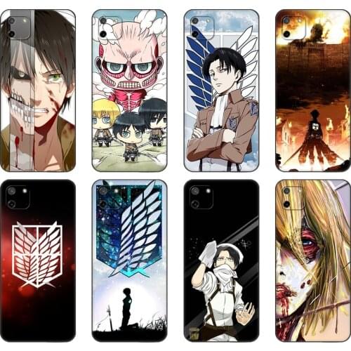 Black tpu Case For OPPO Realme C11 Case For Realme C 11 RealmeC11 Back RMX2185 Case Cover Bumper Anime Attack On Titan
