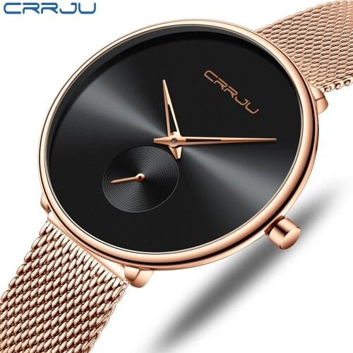CRRJU Women Watch Top Luxury Brand Fashion Dress Quartz Ladies Watches Stainless Steel Date Female Clock Relogio Feminino