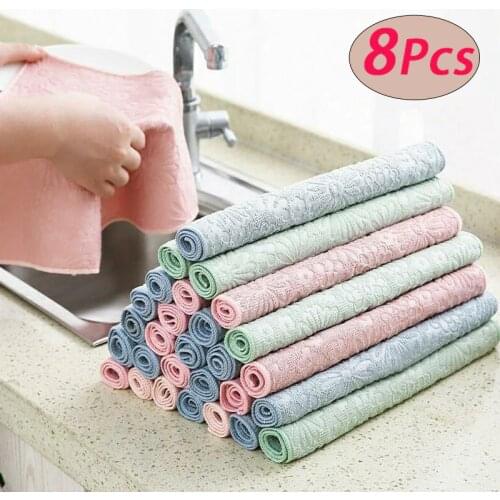 Floral Printing Kitchen Towel Microfiber Dishwash Cloth Super Absorbent Household Cleaning Cloths Kitchen Gadgets