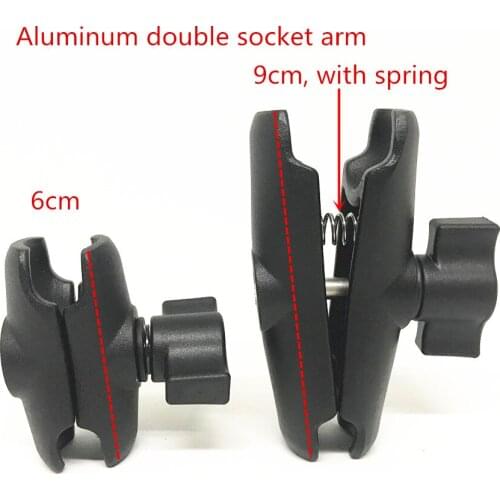 Jadkinsta Motorcycle Holder Adapter 6cm 9cm Double Socket Arm 1 inch Ball Mount for Gopro Camera Mobilphones