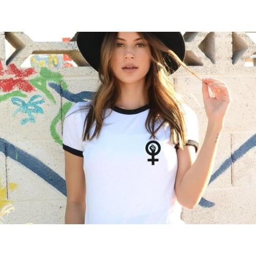 Feminist women fashion ringer street style young hipster grunge tumblr young pure cotton quality party vintage t shirt tees tops