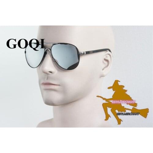 GOQI Supply ,rubber legs ,alloy frame rivet polarized men sunglasses,office cool man vintage popular gafas,free shipping