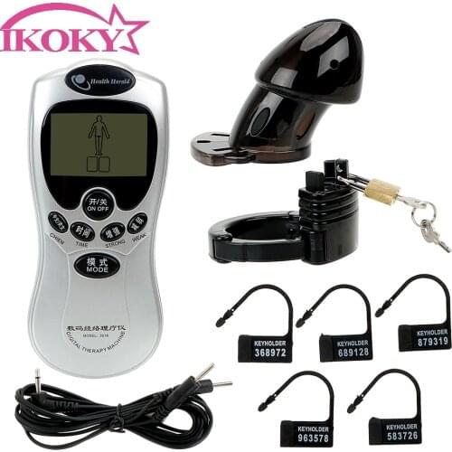 IKOKY Cock Ring Medical Themed Toys Sex Toys for Men Electric Shock Penis Cock Cage Male Chastity Device with Electric Host