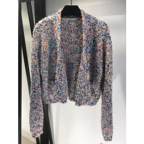 High-quality 2021 new women fashion long-sleeved V-neck knitted cardigan loose short jacket 0325