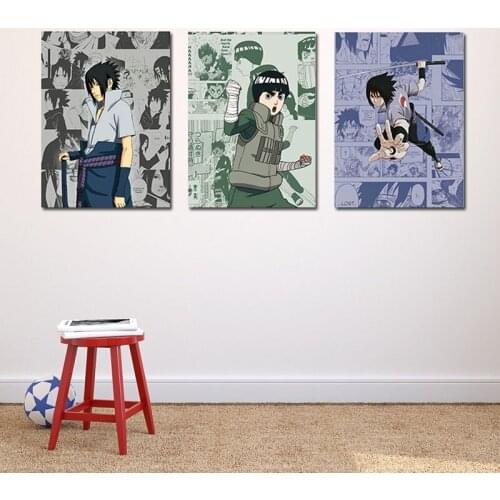 Anime Naruto Poster Rock Lee Sasuke Canvas Painting Mural Living Room Bedroom Modern Home Decoration Cuadros Kids Gifts