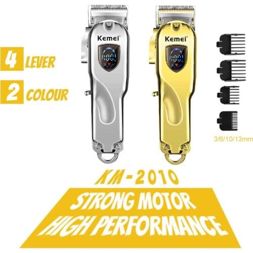 Kemei Professional Hair Trimmer Cordless Hair Cutter Barber Hair Clipper 4 Lever Blade Adjustment LCD Display Beard Trimmer