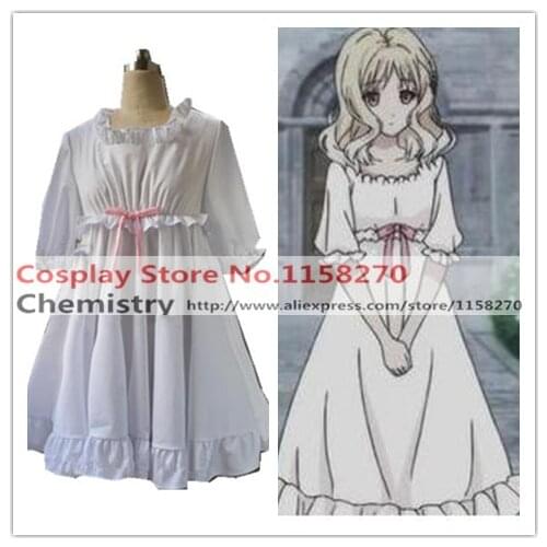 Diabolik Lovers Yui Komori white dress Cosplay Costume