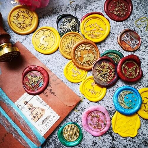 Beautiful Butterfly Wax Stamp Creative Plant Pattern Sealing Seal Retro Fire Paint Postmark Green Plant DIY Wax Seal