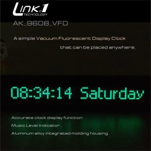 LINK1 9608 VFD Clock Music Audio VU meter Audio spectrum CNC One-piece molding aluminum shellt Adjustable Light Speed with AGC