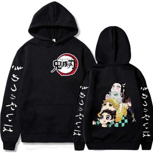 Kawaii Demon Slayer Hoodies Sweatshirt Kimetsu No Yaiba Anime Manga Black Hoodies Tops Clothes