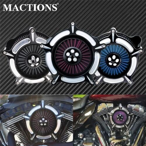 Motorcycle Turbine Air Cleaner Intake Filter CNC Aluminum For Harley Touring FLHX FLHR Dyna Street Bob Softail Sportster XL883