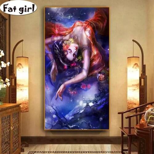 5D DIY diamond embroidery Anime woman full square round rhinestone diamond painting kits cross stitch home decoration mosaic