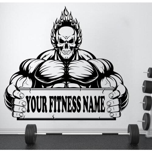 Gym Wall Decal Custom Fitness Decor Workout Art Vinyl Sticker Personalised Quote Stickers Motivation Crossfit Logo Decal E124
