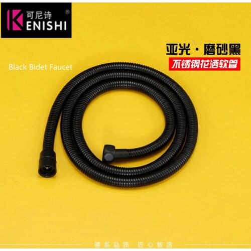 Excellent 1.5m Matte Black Stainless Steel Flexible Shower Hose Bath room shower set accessories Explosion-proof pipes