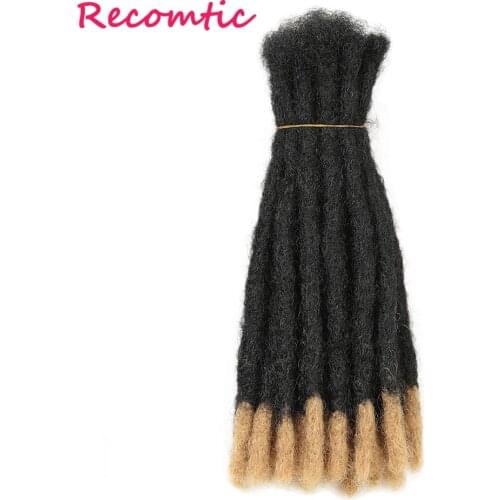 Recomtic 14inch Natural Faux Dreadlocs Synthetic Hair Extensions Colored Crochet Braids For Men And Women