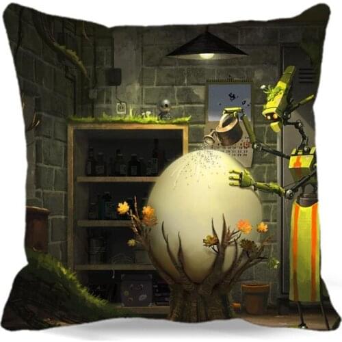 The robot has planted an egg Square cotton polyester Cushion Cover for Sofa Soft home car Decorative
