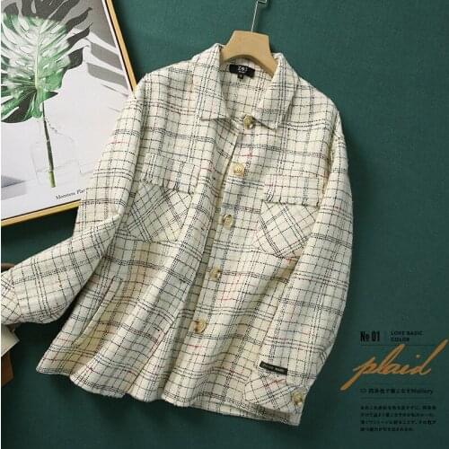 Hand-sewn Woolen Coat Ladies Coat 2020 Autumn Winter Plaid Woolen Coat Womens Boutique Elegent Overcoat Fashion Outwear