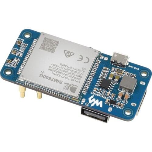SIM7600G-H 4G HAT (B) for Raspberry Pi, LTE Cat-4 4G / 3G / 2G Support, GNSS Positioning, Global Band