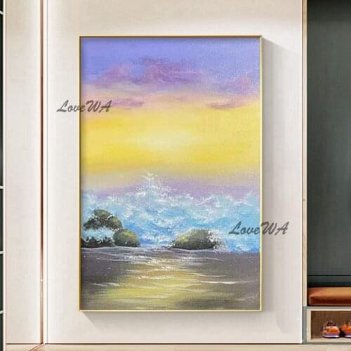 Contemporary Color Abstract Oil Painting On Canvas Beautiful Handmade Seaview Painting For Living Room New Home Decor Wall Art