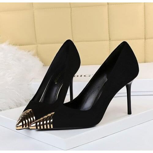 Bigtree Elegant Woman Pumps Metal Pointed Toe High Heel Women 2020 Faux Suede Ladies Stiletto Heels Dress Basic Shoes
