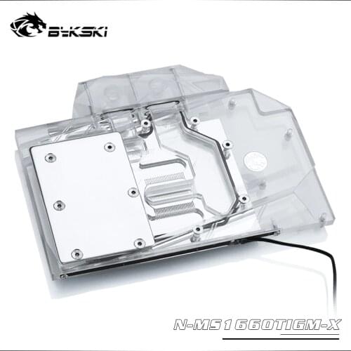 Bykski Water Block use for MSI GeForce GTX 1660 Ti Gaming X 6G / Full Cover Copper Radiator Block/ 12V RGB Light/ 5V A-RGB Light