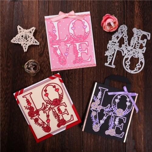 YaMinSanNiO Letter Dies Love Flower Metal Cutting Dies Scrapbooking Card Making Embossing Stencil Die Cut Craft Dies Decoration
