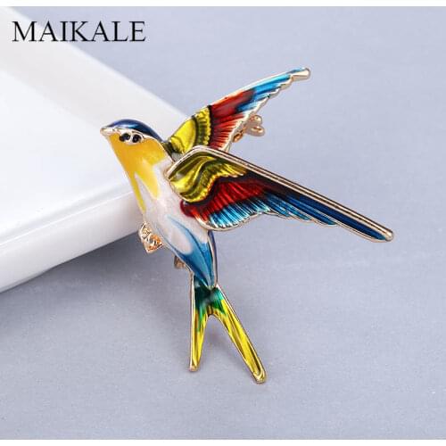 MAIKALE Enamel Swallow Bird Brooch Pins Colorful Animal Brooches for Women Kids Scarf Suit Lapel Bag Pendant Accessories Gifts