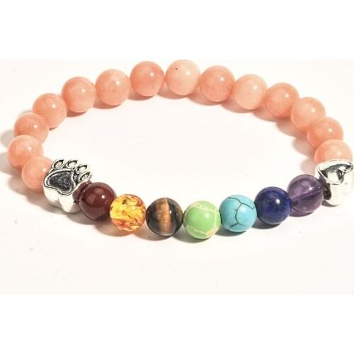 2021 New Dog Claw Heart Shaped Pulse Bracelet Color Stone Womens Bracelet Leisure Gamma Pearl Energy Stone Bracelet Jewelry