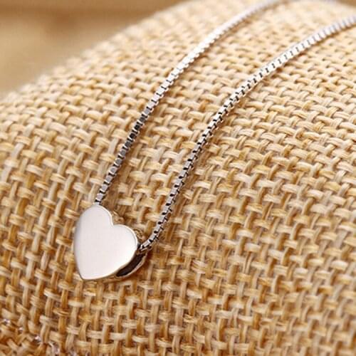 DreamySky Pure Silver Color Love Heart Necklaces For Women Girls Jewelry Colar Drop Shipping