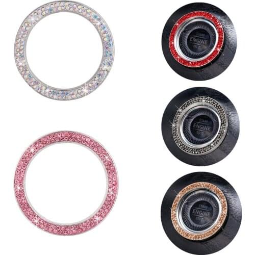 1.2 inch Crystal car Engine Start Stop decoration Decorative Accessories Button Start Switch Silver Diamond Rhinestone Ring