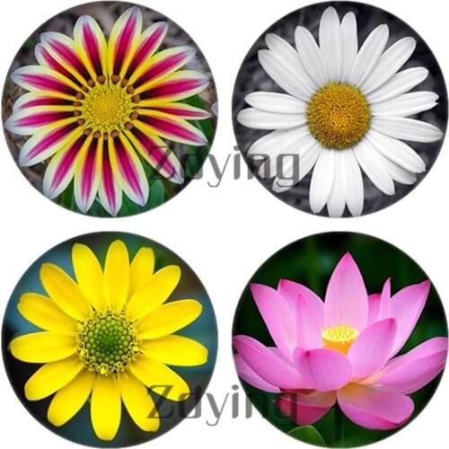 10pcs Round Glass Cabochon Beautiful Flowers Photo Glass Dome Demo Flat Back Making Findings For Earrings Keychain Brooch
