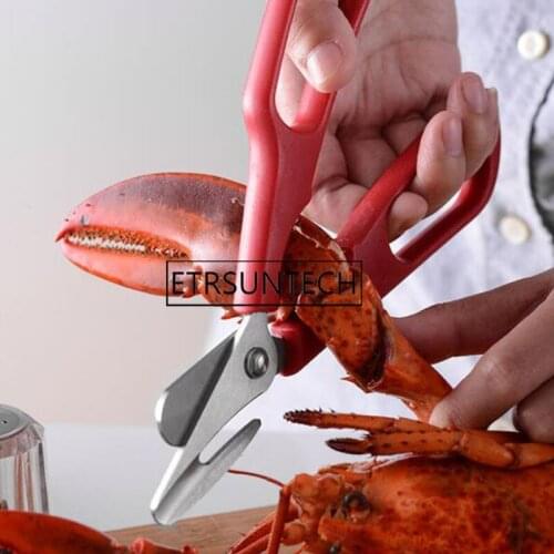 100pcs Stainless Steel Scissors New Lobster Fish Shrimp Crab Seafood Scissors Shears Snip Shells Kitchen Tool