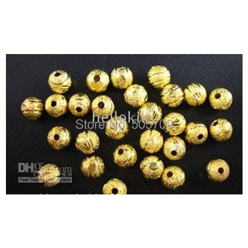 6000PCS Gold Color plate carved stardust spacer beads 6mm M216