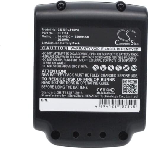 Cameron Sino 2500mAh battery for BLACK & DECKER ASL146BT12A 146K 146KB 148K 148KB LBXR16 LDX120C 120SB LGC120 LST220