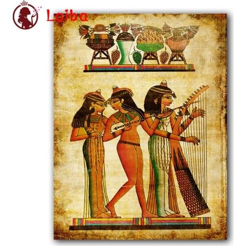 Diamond Mosaic Vintage egyptian woman Picture Of Diamond Painting with parchment Cross Stitch Embroidery Needlework Wall Art