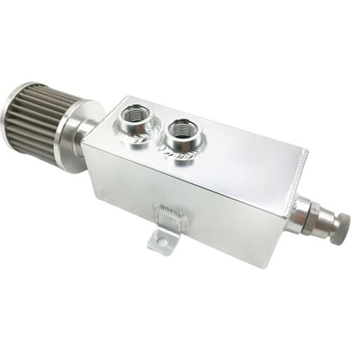 Aluminum Oil Catch Can Reservoir Tank with Stainless Steel Breather Filter(Washable), 1L