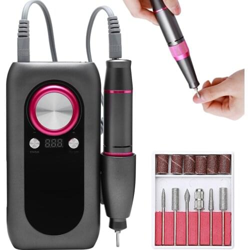 30000RPM Rechargeable Portable Electric Nail Drill Machine For Manicure Gel Polisher File Apparatus LED Knob Speed Regulation