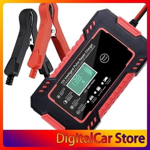 Car Battery Charger 12V 6A Pulse Repair For Automobile Fast Power Charging Wet Dry Battery Digital LCD Display
