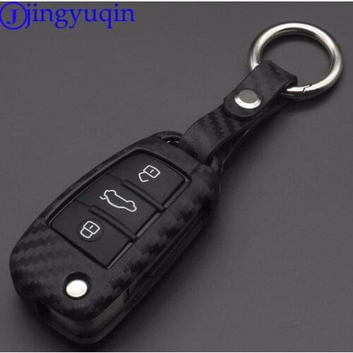 Jingyuqin 3 Button Soft Carbon Silicone Car Remote Key Fob Cover Case For Audi A3 8L 8P A4 B6 B7 B8 A6 C5 C6 4F RS3 Q3 Q7 TT