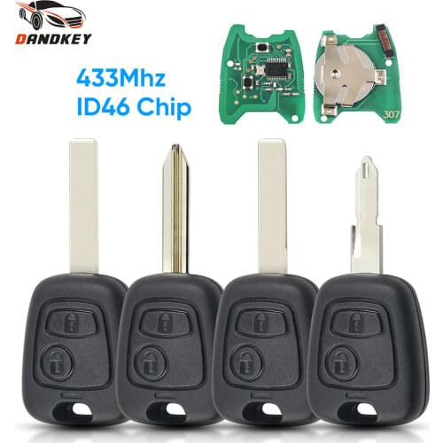 Dandkey Remote Control Key Keyless For Peugeot 307 Citroen C1 C3 Car Key Case VA2 Blade ID46 PCF7961 Chip 2 Buttons 433MHZ