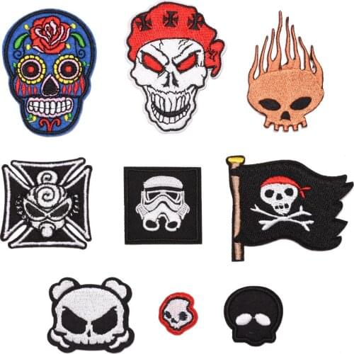 Skeleton Pirate Super Pacifier Punk Style Iron on Embroidered Patches For Jeans Hat Sticker Sew DIY Patch Applique Badge Decor